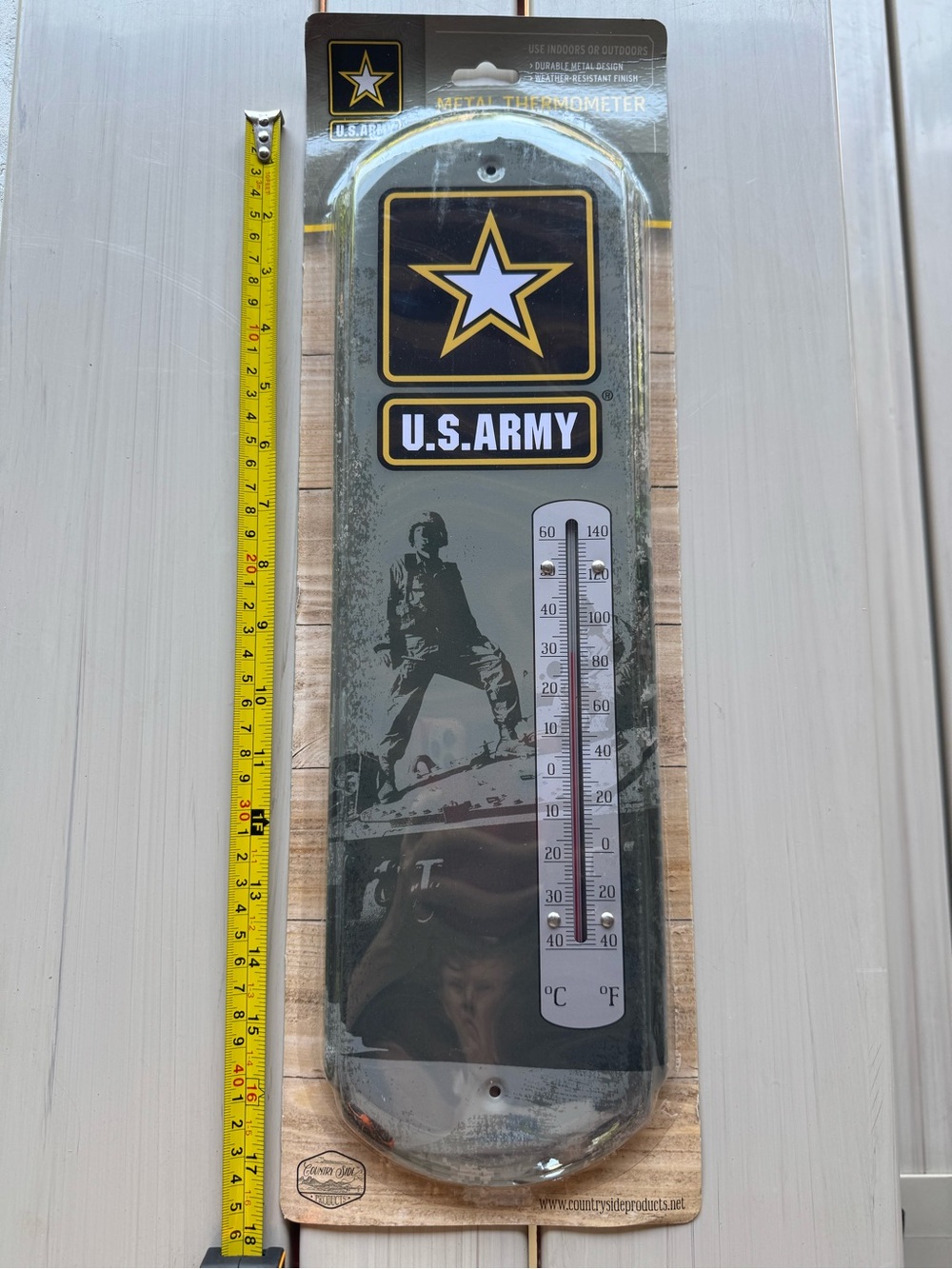 U.S. Army Metal Wall Thermometer - Black & Gold